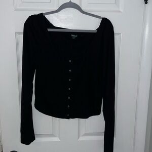 Black button down crop top